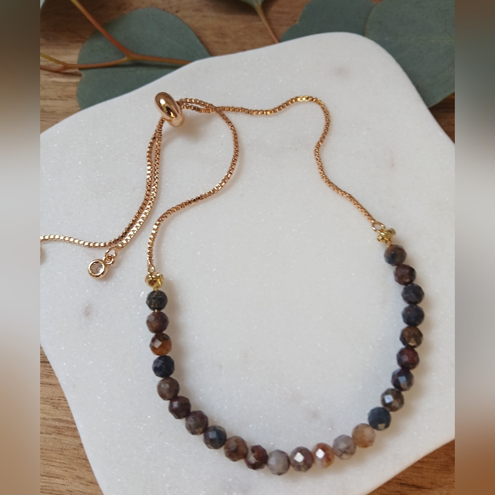 Elegant Gold and Brown Beaded Bracelet